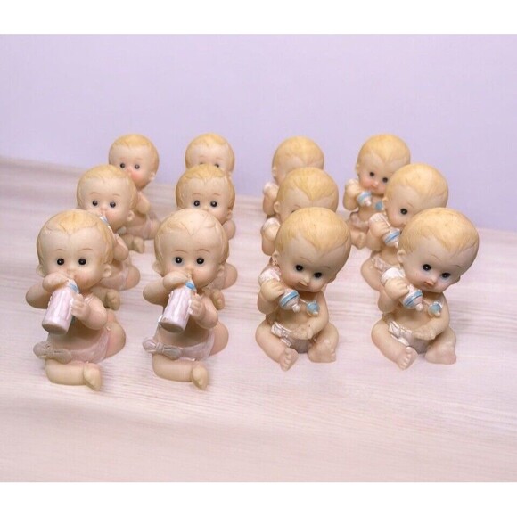 Lot of 12- Baby Boy Figurines Baby Shower Crafting Party Decor New Without Box - Picture 1 of 13